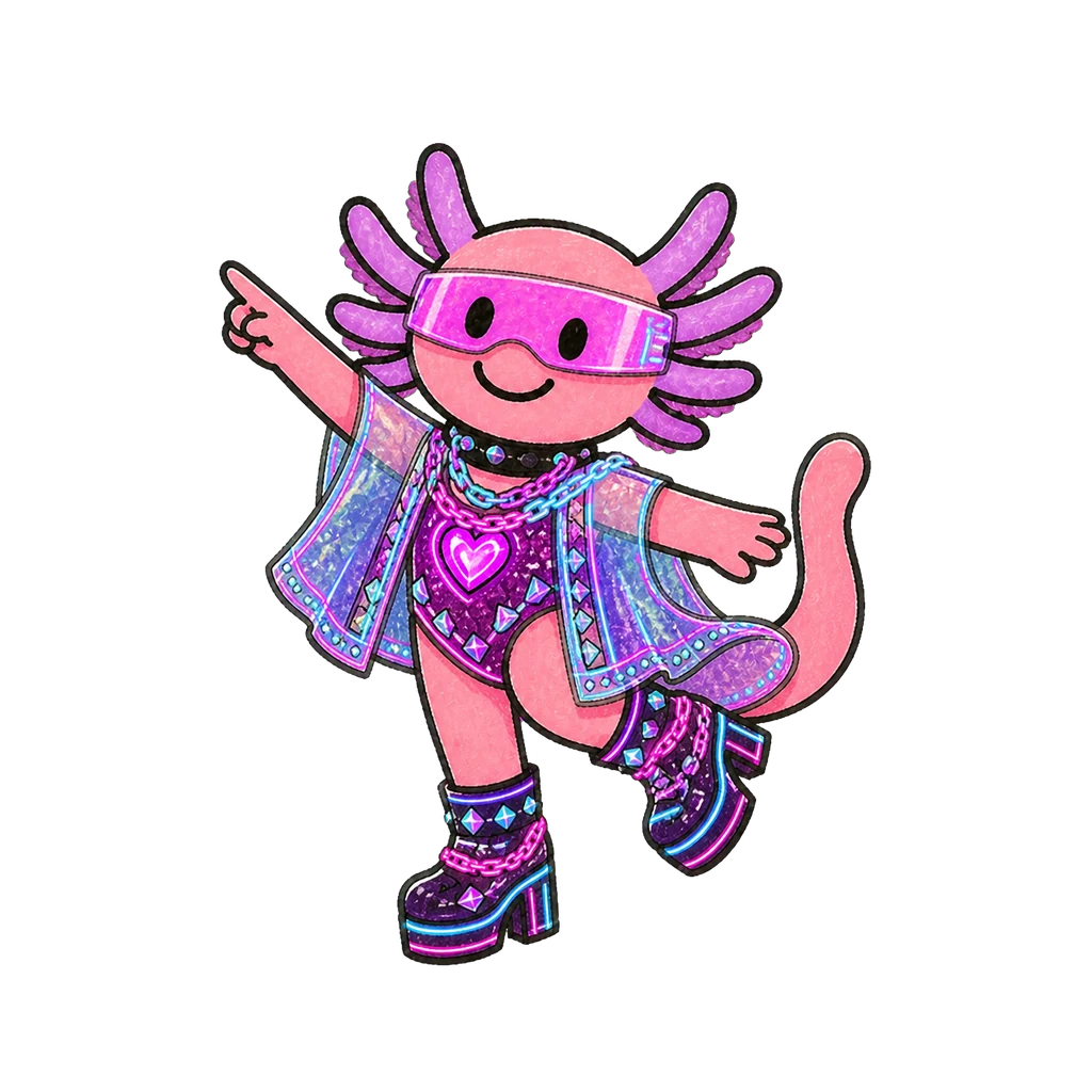 Axo im Look Neon Cyber in point-Pose