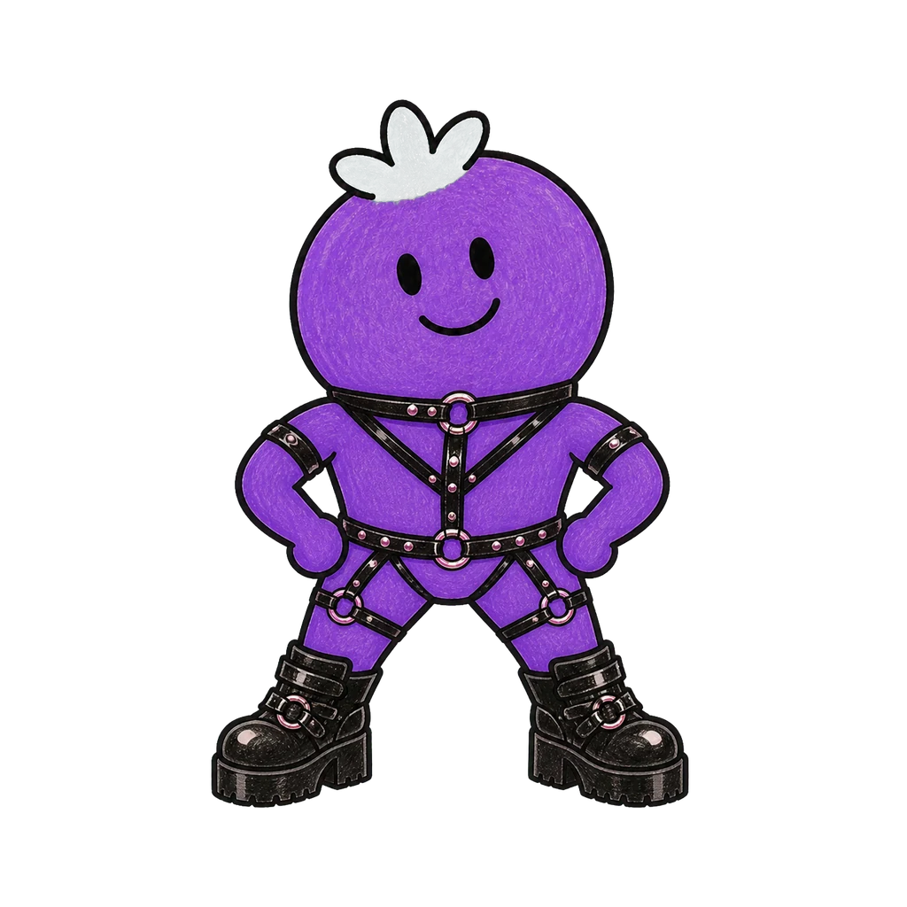Berry im Look Leather & Harness in power-Pose