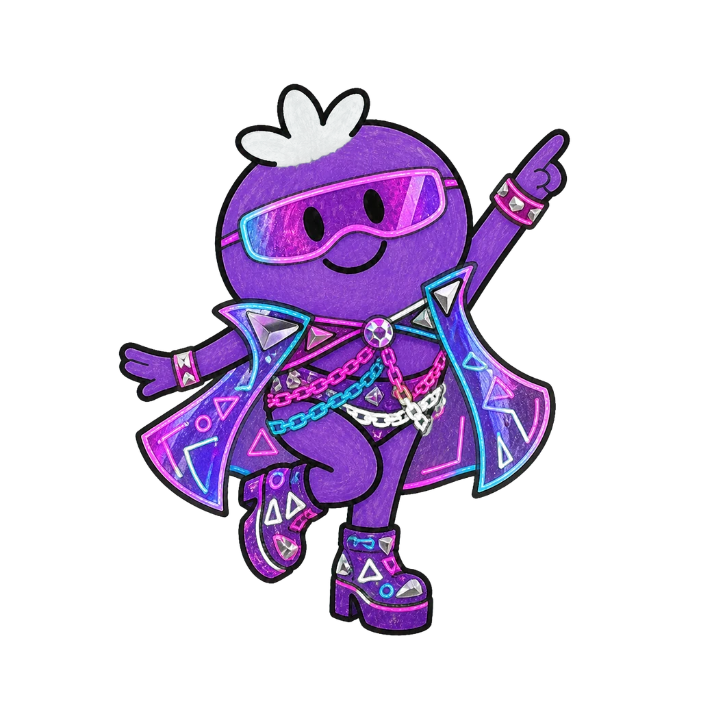 Berry im Look Neon Cyber in point-Pose