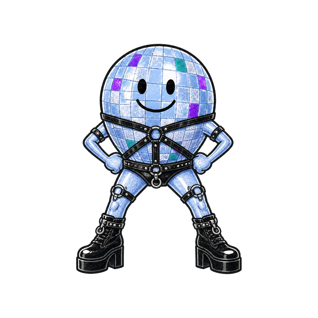 Disco im Look Leather & Harness in power-Pose