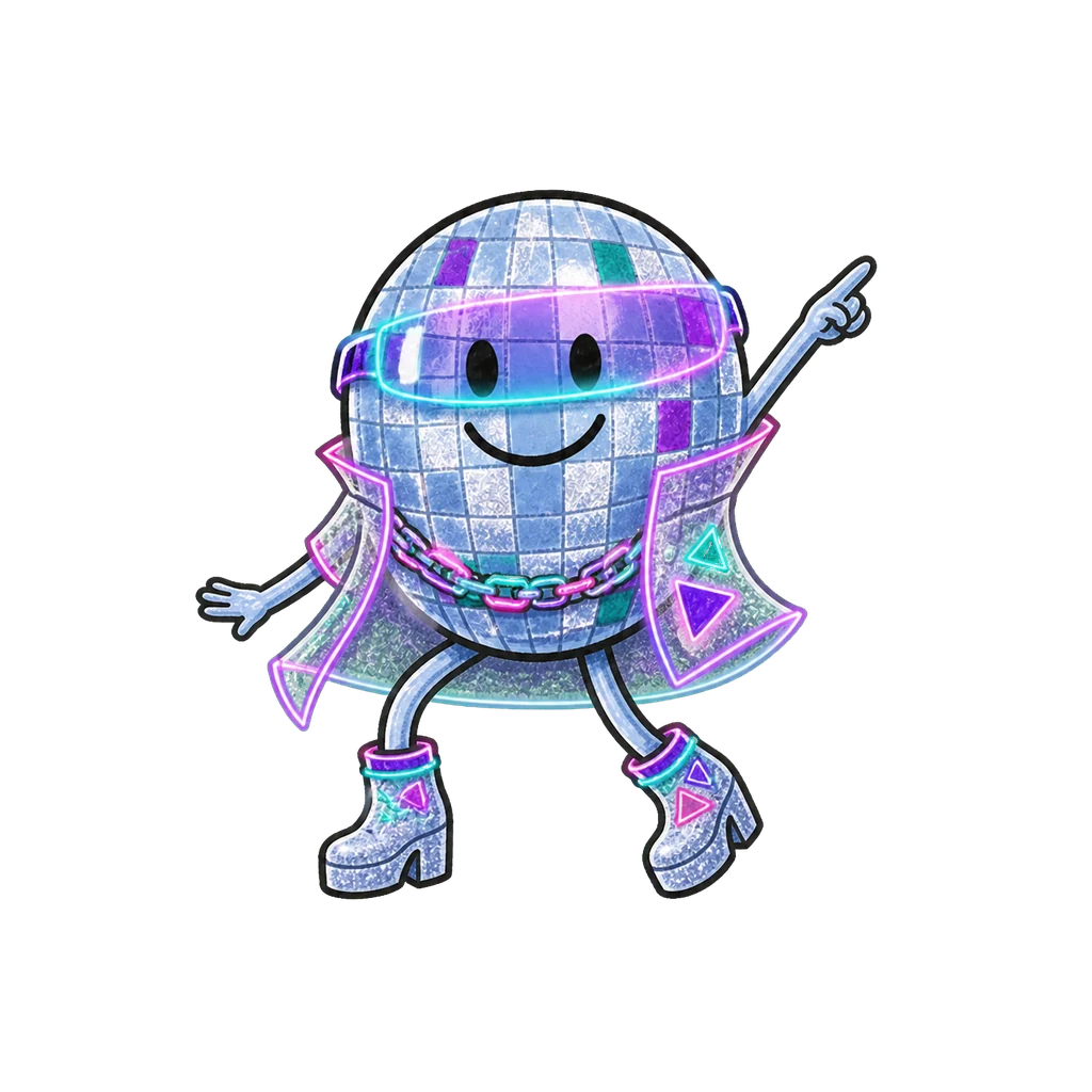 Disco im Look Neon Cyber in point-Pose