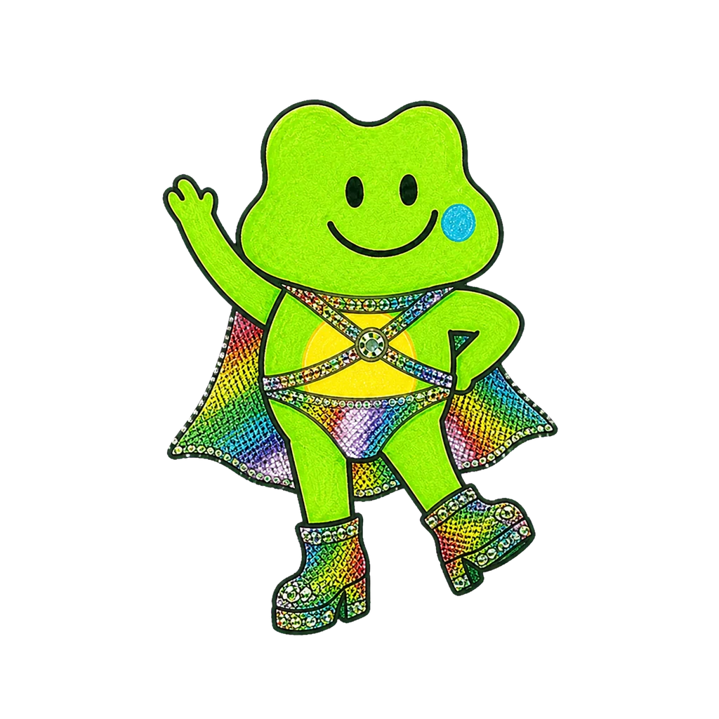 Froggi im Look Rainbow Mesh in wave-Pose