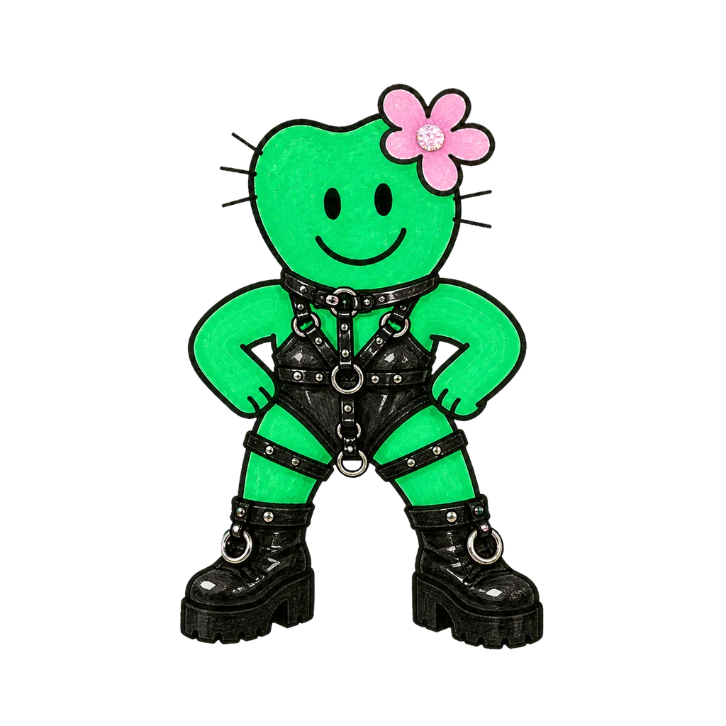 Kiki im Look Leather & Harness in power-Pose