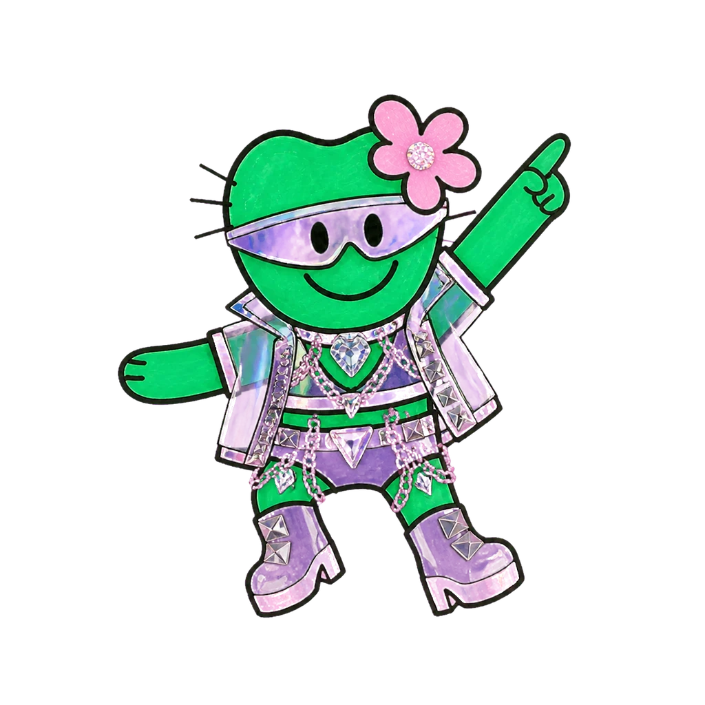 Kiki im Look Neon Cyber in point-Pose