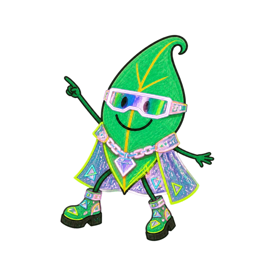 Leaf im Look Neon Cyber in point-Pose
