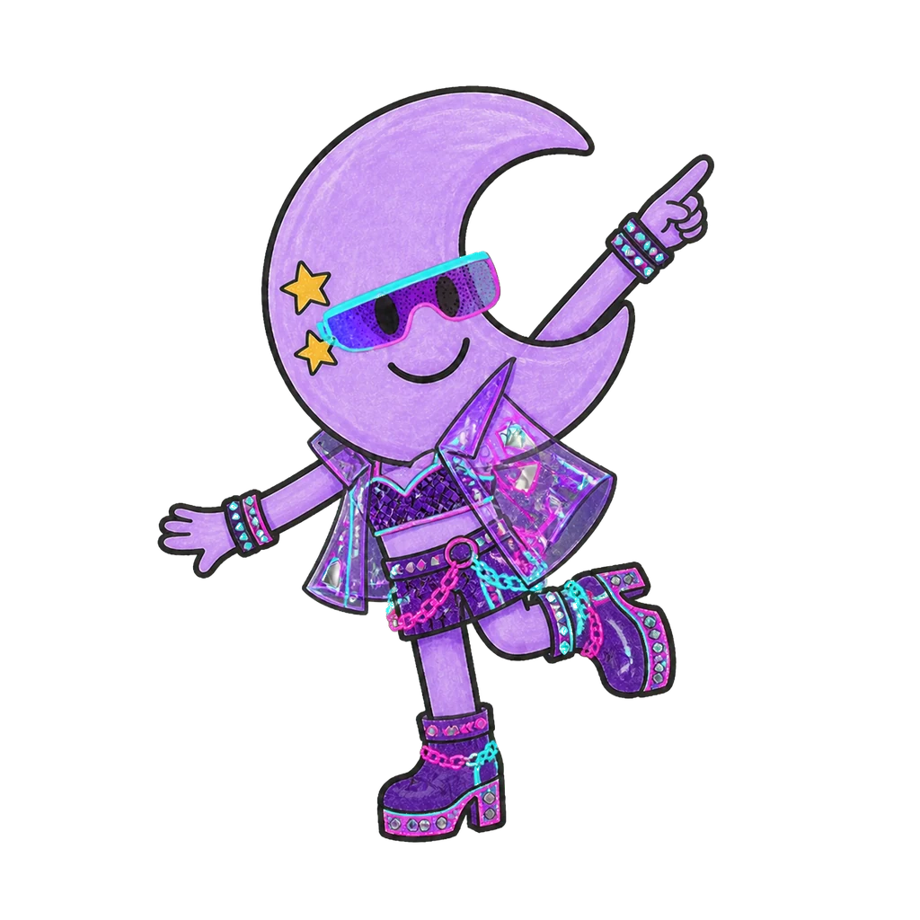 Luna im Look Neon Cyber in point-Pose