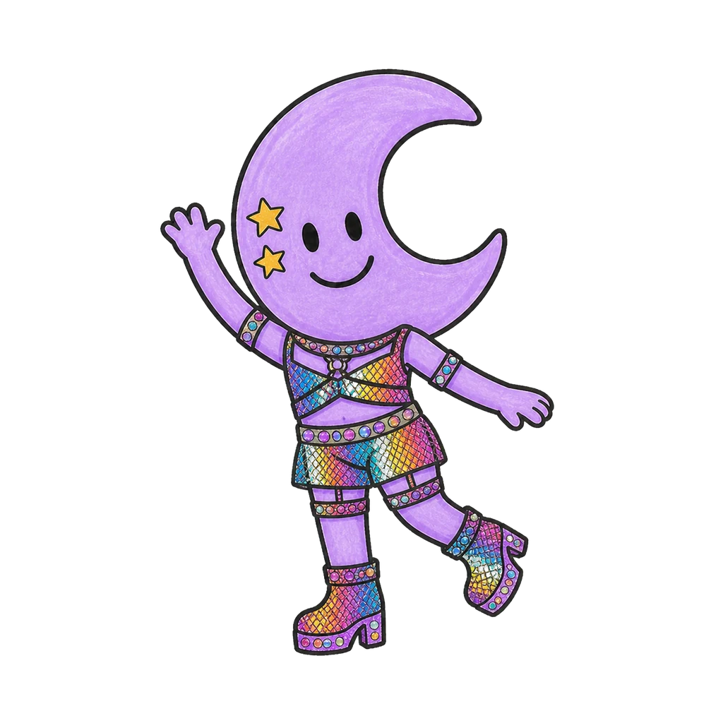 Luna im Look Rainbow Mesh in wave-Pose
