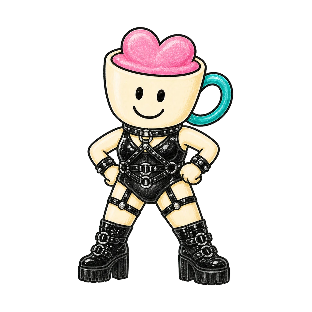 Melange im Look Leather & Harness in power-Pose