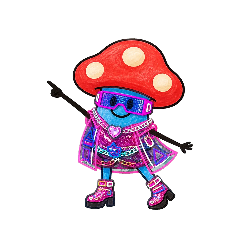 Momo im Look Neon Cyber in point-Pose