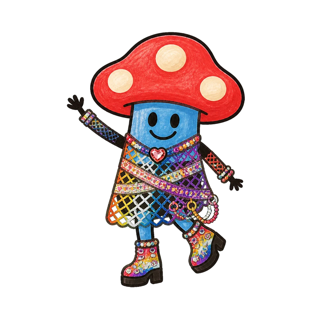 Momo im Look Rainbow Mesh in wave-Pose