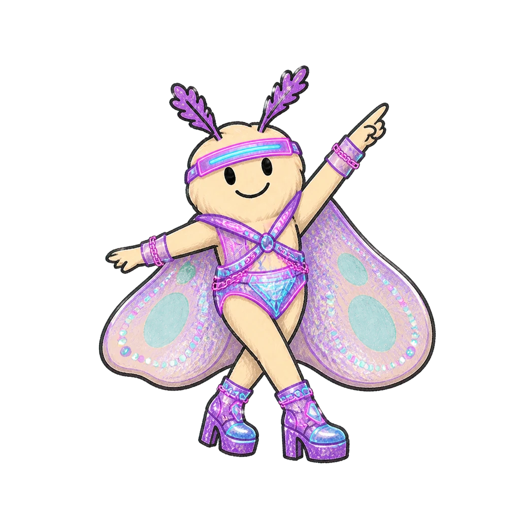 Motti im Look Neon Cyber in point-Pose