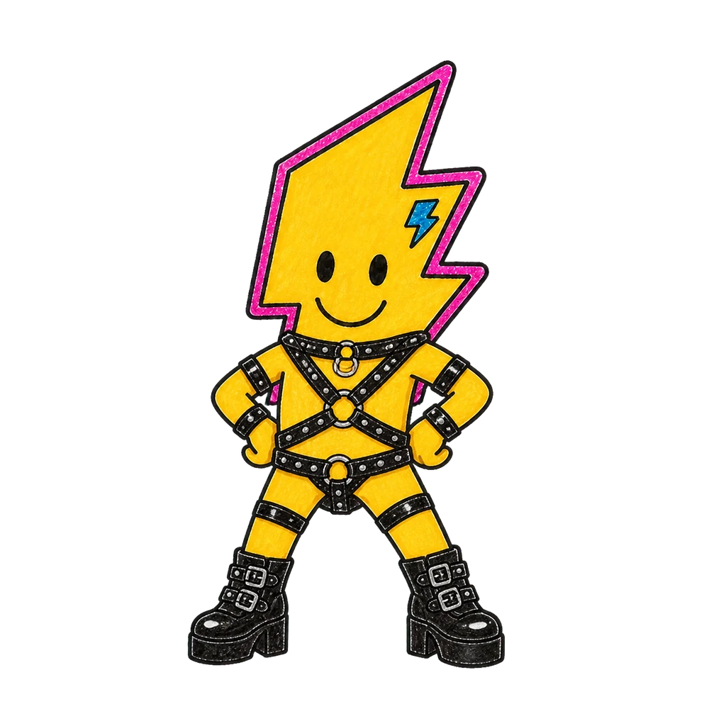 Neon im Look Leather & Harness in power-Pose