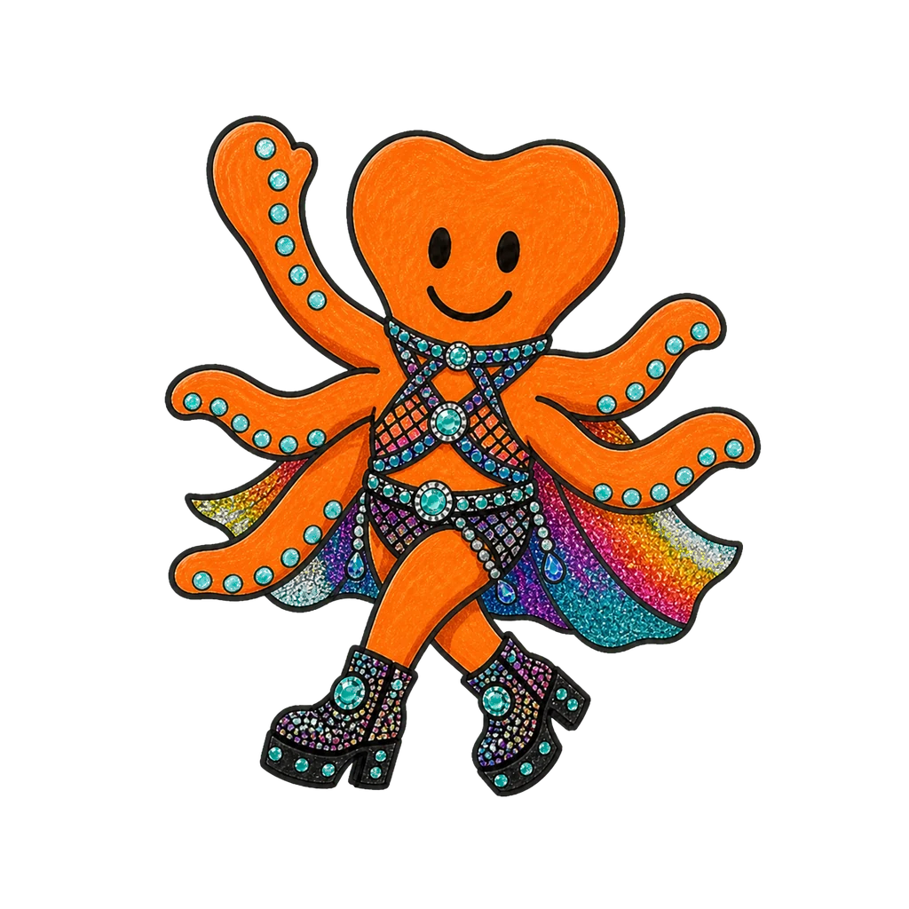 Olli im Look Rainbow Mesh in wave-Pose