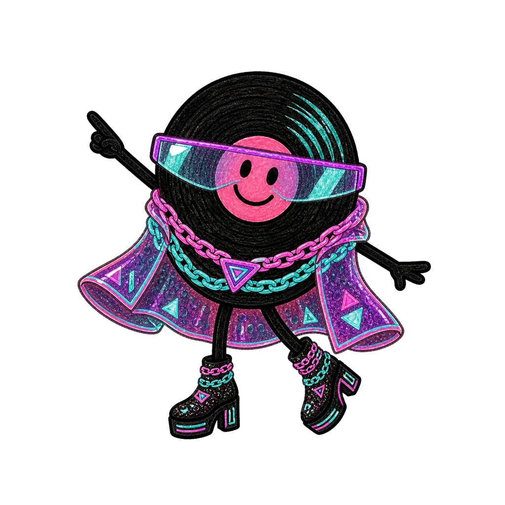 Vinyl im Look Neon Cyber in point-Pose